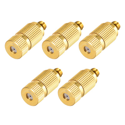 Harfington Uxcell Brass Misting Nozzle - 3/16-inch Threaded Fogging Spray Head for Outdoor Cooling System - 5 Pcs