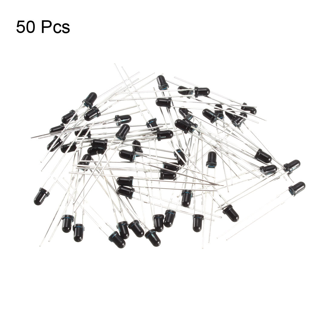 uxcell Uxcell 50pcs 3mm 940nm Infrared Receiver Diode DC 1.2V LED IR Receiver Black Round Head