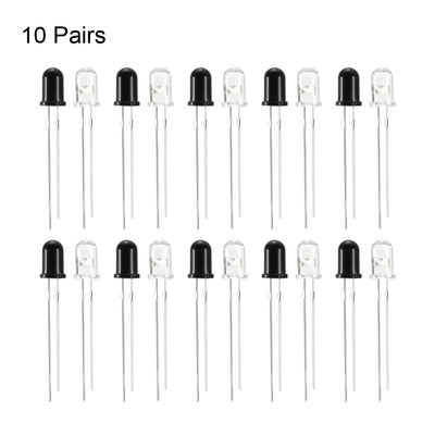 Harfington Uxcell 10pairs 5mm 940nm LEDs Infrared Emitter and IR Receiver Diode DC1.2V