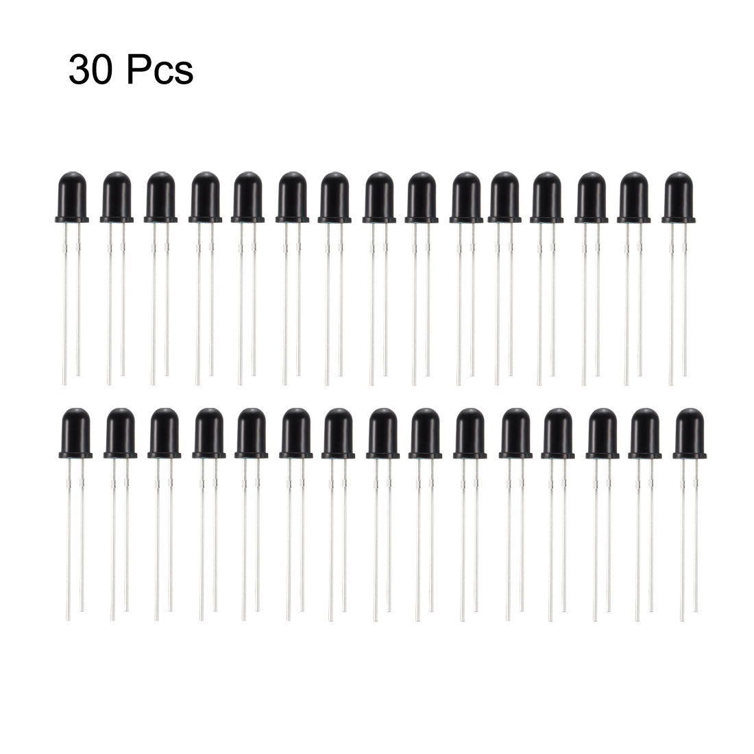 uxcell Uxcell 30pcs 5mm 940nm Infrared Receiver Diode  DC1.2-1.3V LED IR Receiver Black Round Head