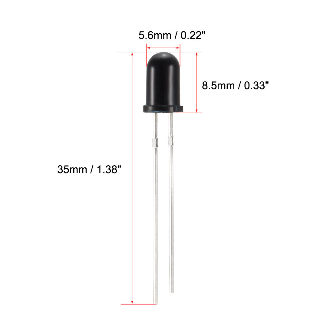 uxcell Uxcell 30pcs 5mm 940nm Infrared Receiver Diode  DC1.2-1.3V LED IR Receiver Black Round Head