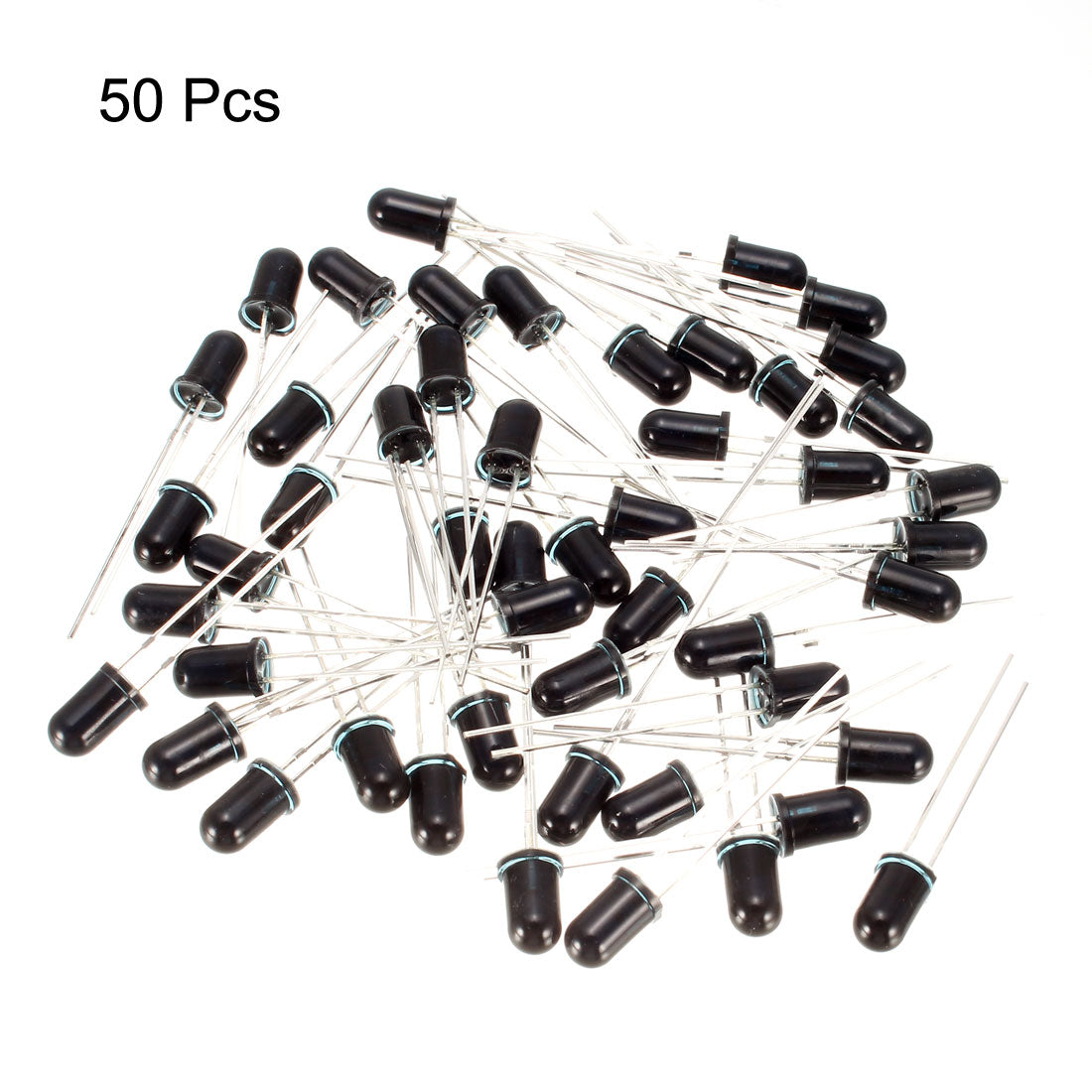 uxcell Uxcell 50pcs 5mm 940nm Infrared Receiver Diode DC 1.2V LED IR Receiver Black Round Head