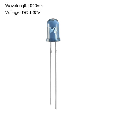 Harfington Uxcell 10pcs 5mm 940nm Infrared Emitter Diodes DC1.35V LED IR Emitter Blue Round Head
