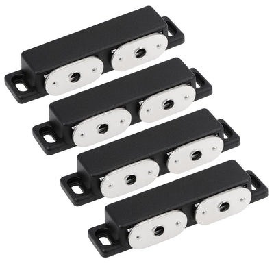 Harfington Uxcell Double Magnetic Latches Catch for Cabinet Door Cupboard 3" Long Black 4pcs