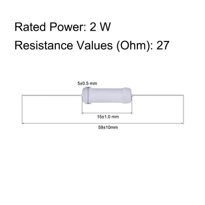 Harfington Uxcell 30pcs 2W 2 Watt Metal Oxide Film Resistor Axile Lead 27 Ohm ±5% Tolerance