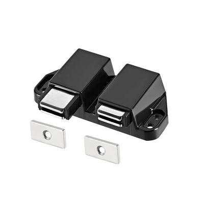 Harfington Uxcell Double Touch Catch Magnetic Latch for Cabinet Door Cupboard Bladk 2pcs