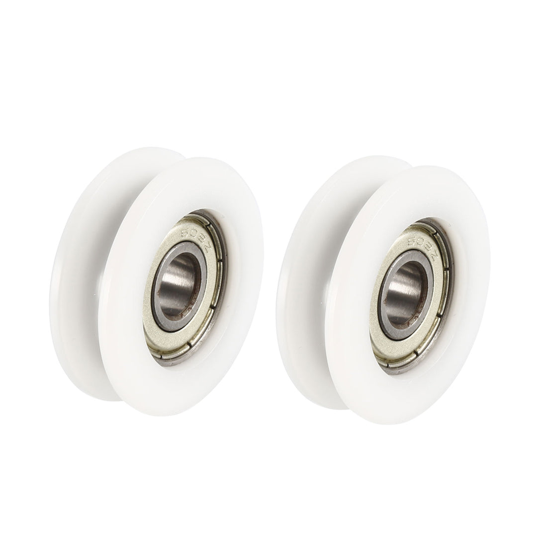 uxcell Uxcell 2.5mm Deep Metal V Groove Guide Bearing Pulley Rail Ball Wheel White 8x34x11mm 2pcs