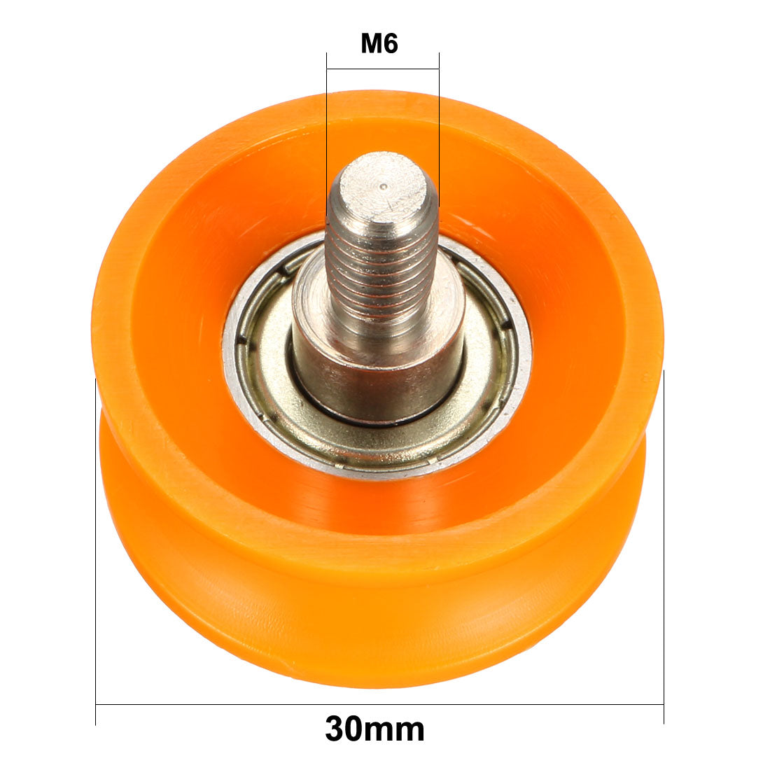uxcell Uxcell 3mm Deep Metal V Groove Threaded Rod Track Guide Bearing Pulley Wheel Orange 30x13mm 4pcs