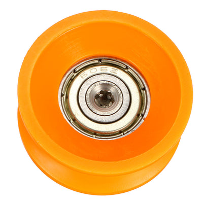 Harfington Uxcell 3mm Deep Metal V Groove Threaded Rod Track Guide Bearing Pulley Wheel Orange 30x13mm 4pcs
