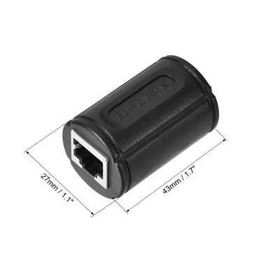 Harfington Uxcell RJ45 Coupler Inline Connector Cat7 Cat6 Cat5e Ethernet Cable Extender Adapter Female to Female 27mmx43mm Black