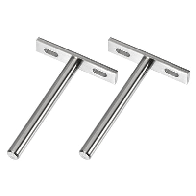 Harfington Uxcell Floating Shelf Invisible Support Bracket Round Shank 100mm Hardened Concealed Wall Support Set 2 Pcs