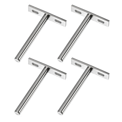 Harfington Uxcell Floating Shelf Invisible Support Bracket Round Shank 100mm Hardened Concealed Wall Support Set 4 Pcs