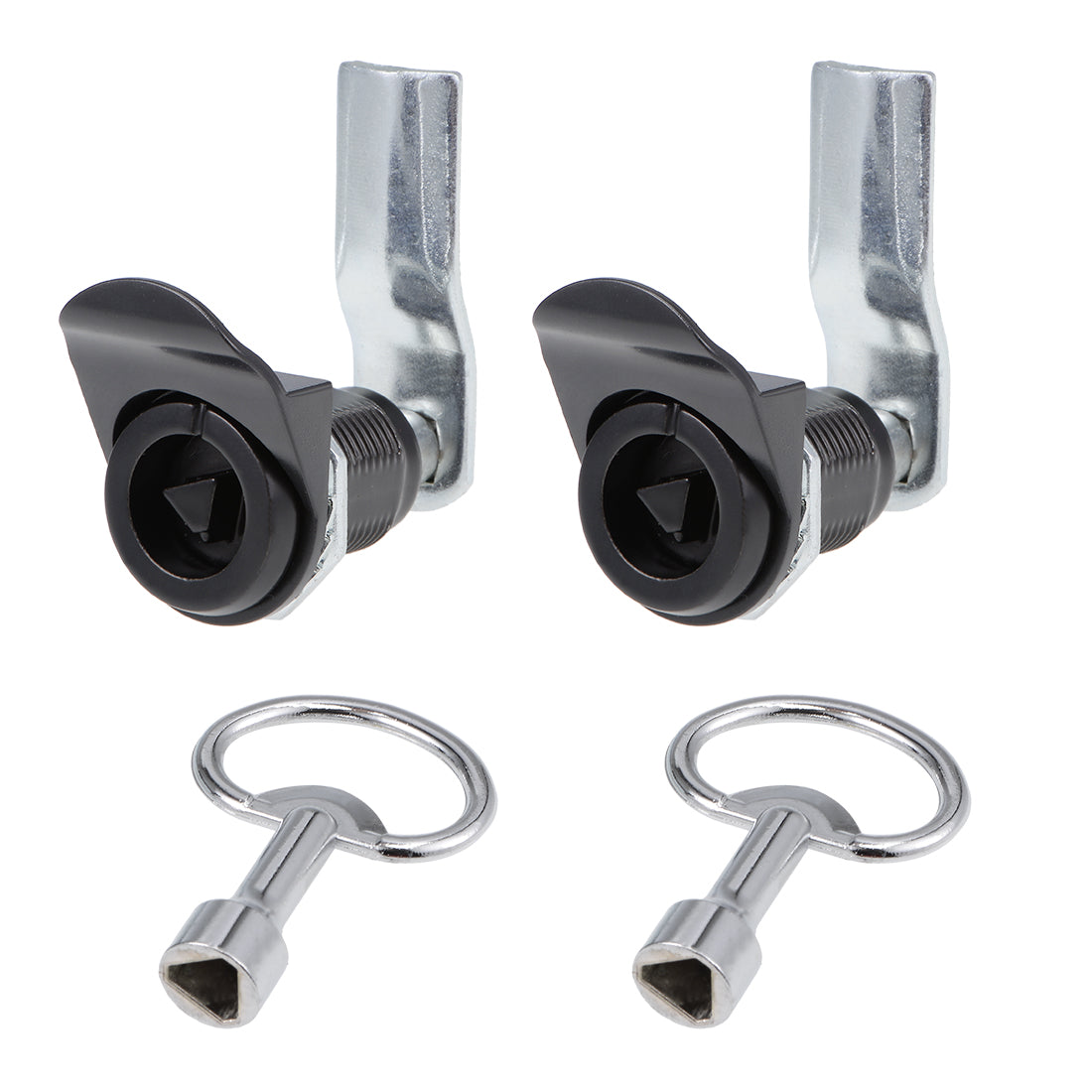 uxcell Uxcell Triangle Cam Lock 22mm Cylinder Dia 49mm Long Cam Keyed Alike Black 2Pcs
