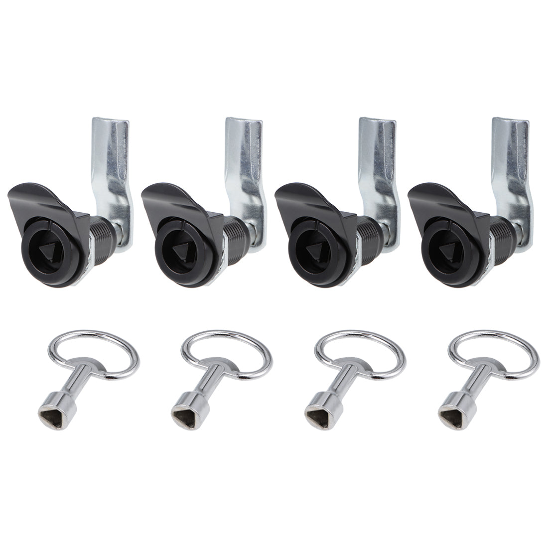 uxcell Uxcell Triangle Cam Lock 22mm Cylinder Dia 49mm Long Cam Keyed Alike Black 4Pcs