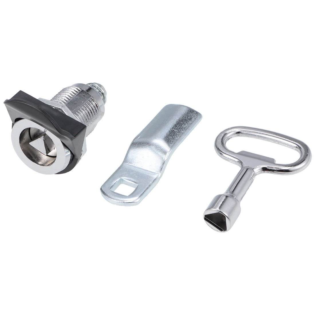 uxcell Uxcell Triangle Cam Lock 22mm Cylinder Dia 49mm Long Cam Keyed Alike Silver Tone 2Pcs