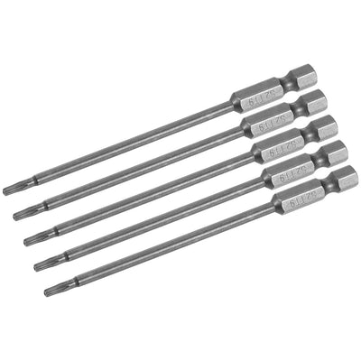 uxcell Uxcell 5PCS Torx Screwdriver Bits 1/4-Inch Hex Shank 100mm Length TT9 Magnetic Security Star Screw Driver S2 Bit