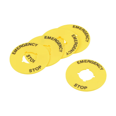Harfington Uxcell 5Pcs 16mm Inner Diameter Emergency Stop Sign For Push Button Switch Replacement 45mm OD
