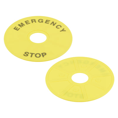 Harfington Uxcell 2Pcs 22mm Inner Diameter Emergency Stop Sign For Push Button Switch Replacement 90mm OD