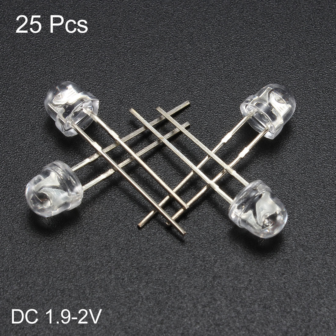 uxcell Uxcell 25pcs 5mm Red LED Diode Lights (Clear Straw Hat Transparent DC 1.9-2V) Electronics Components Light Emitting Diodes