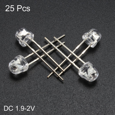Harfington Uxcell 25pcs 5mm Red LED Diode Lights (Clear Straw Hat Transparent DC 1.9-2V) Electronics Components Light Emitting Diodes