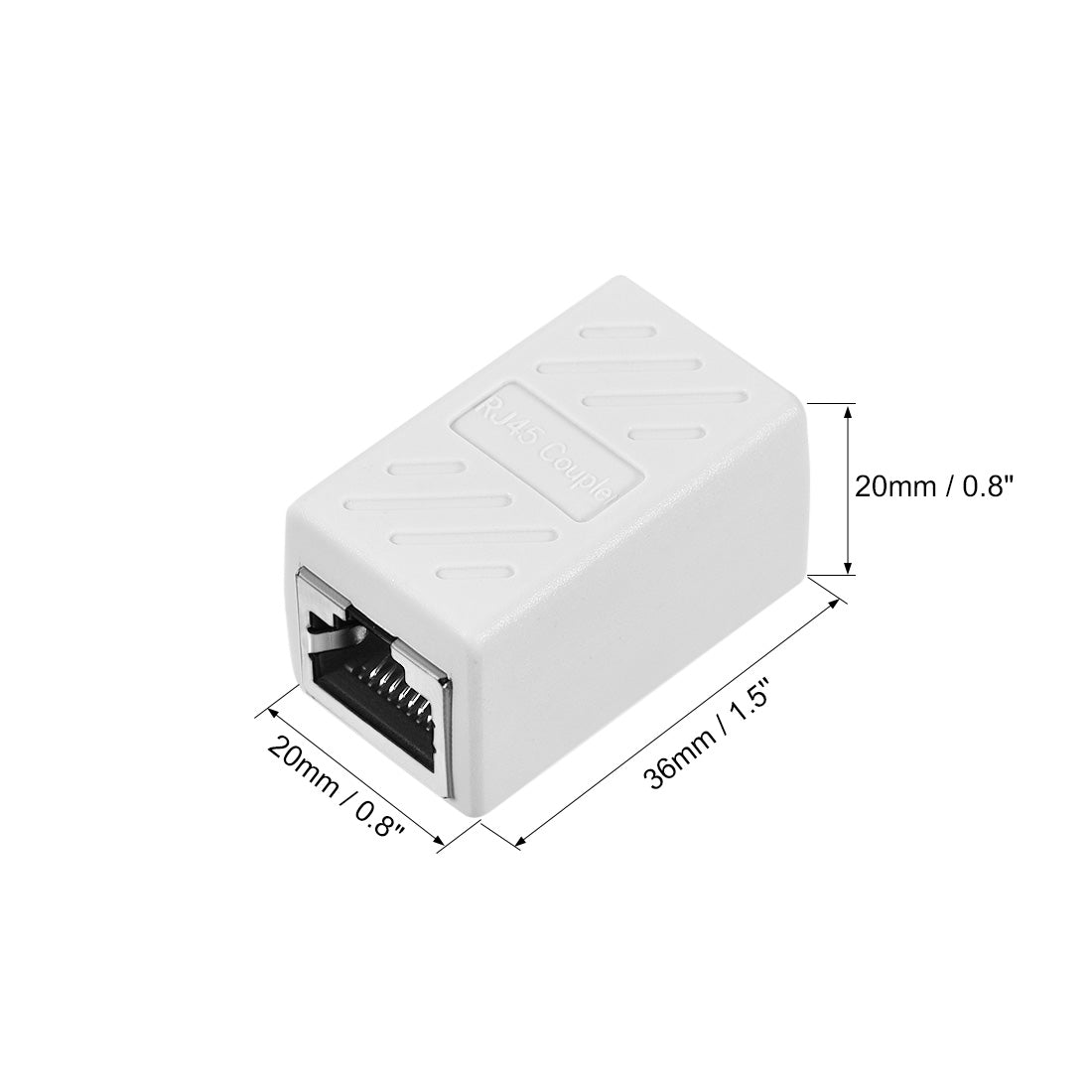 uxcell Uxcell RJ45 Coupler Inline Connector Cat7 Cat6 Cat5e Ethernet Cable Extender Adapter Female to Female 36x20x20mm White 5Pcs