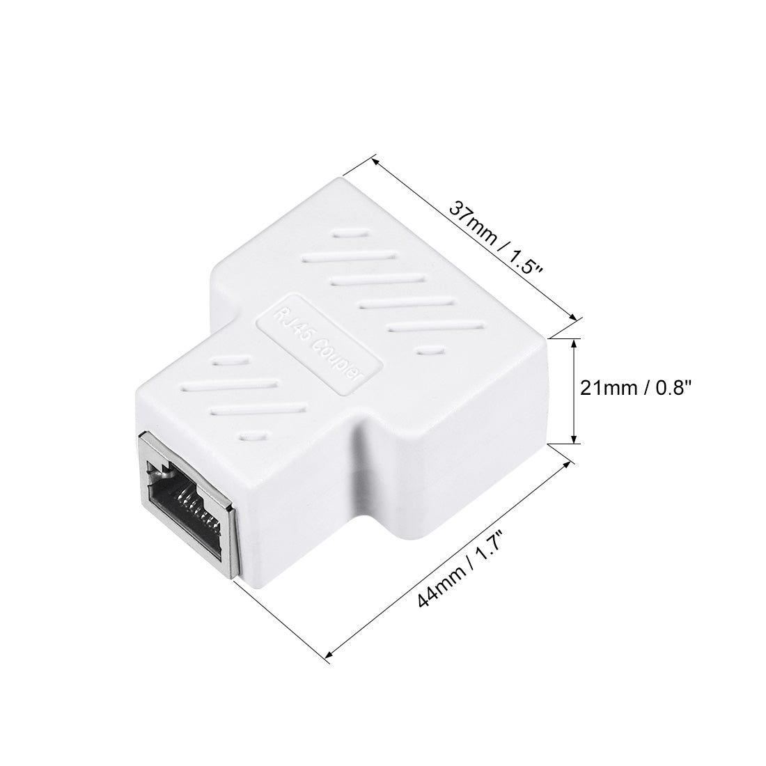 uxcell Uxcell RJ45 Splitter Coupler Inline Connector 1 to 2 Splitter Cat7 Cat6 Cat5e Ethernet Cable Extender Adapter 37x44x21mm White
