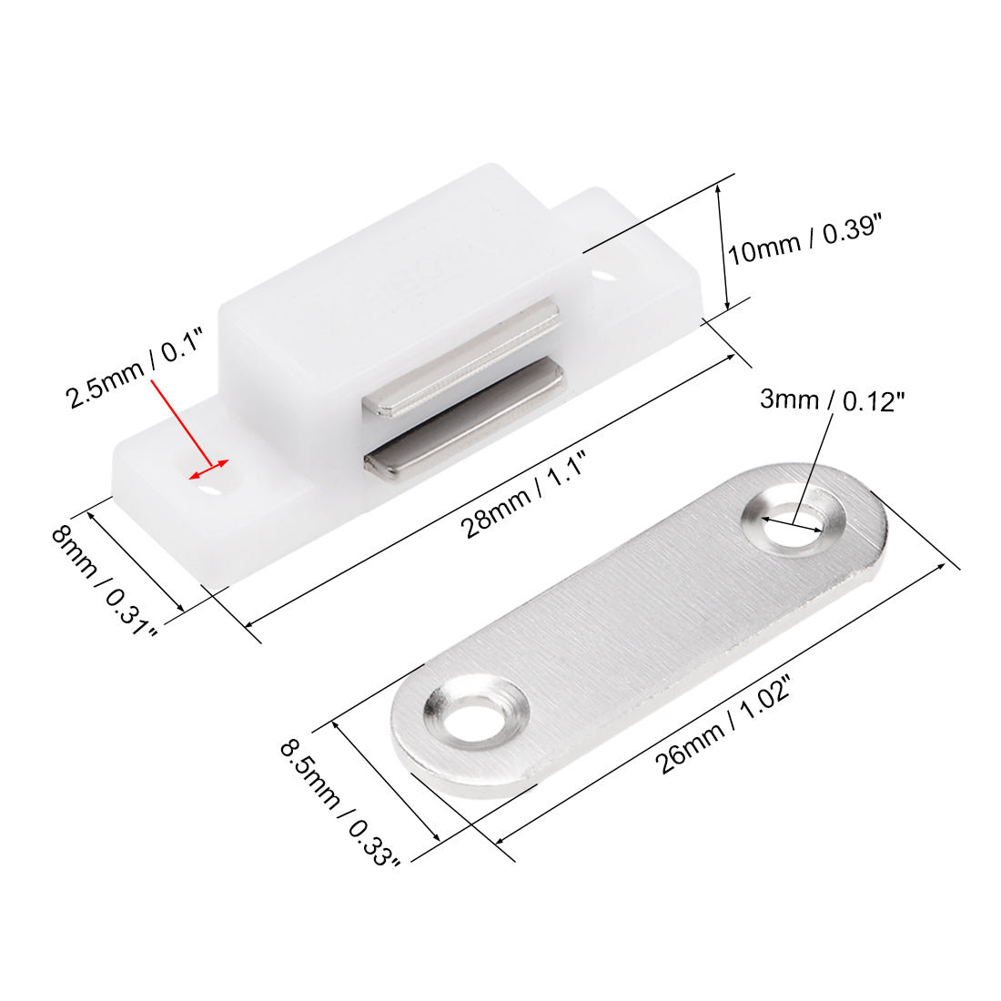 uxcell Uxcell Magnetic Latches Catch for Bathrooms Kitchen Cabinet Door Closet White 8pcs