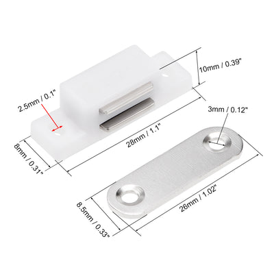 Harfington Uxcell Magnetic Latches Catch for Bathrooms Kitchen Cabinet Door Closet White 8pcs