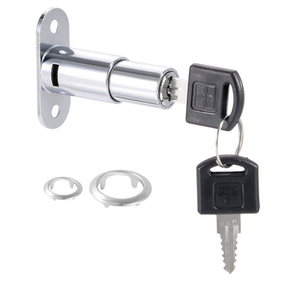 Harfington Uxcell Push Plunger Lock, 19mm x 32mm Cylinder Zinc Alloy Keyed Alike 2Pcs