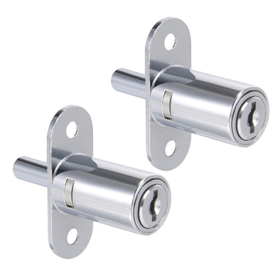 uxcell Uxcell Push Plunger Lock, 19mm x 32mm Cylinder Zinc Alloy Keyed Alike 2Pcs
