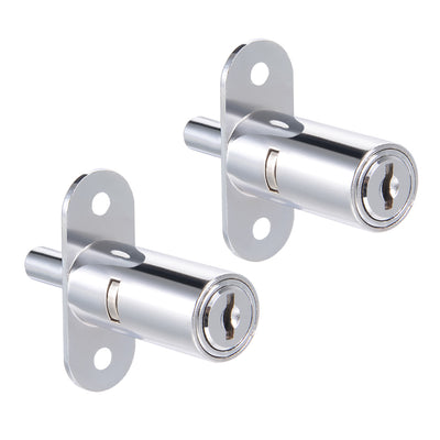 uxcell Uxcell Push Plunger Lock, 19mm x 40mm Cylinder Zinc Alloy Keyed Alike 2Pcs