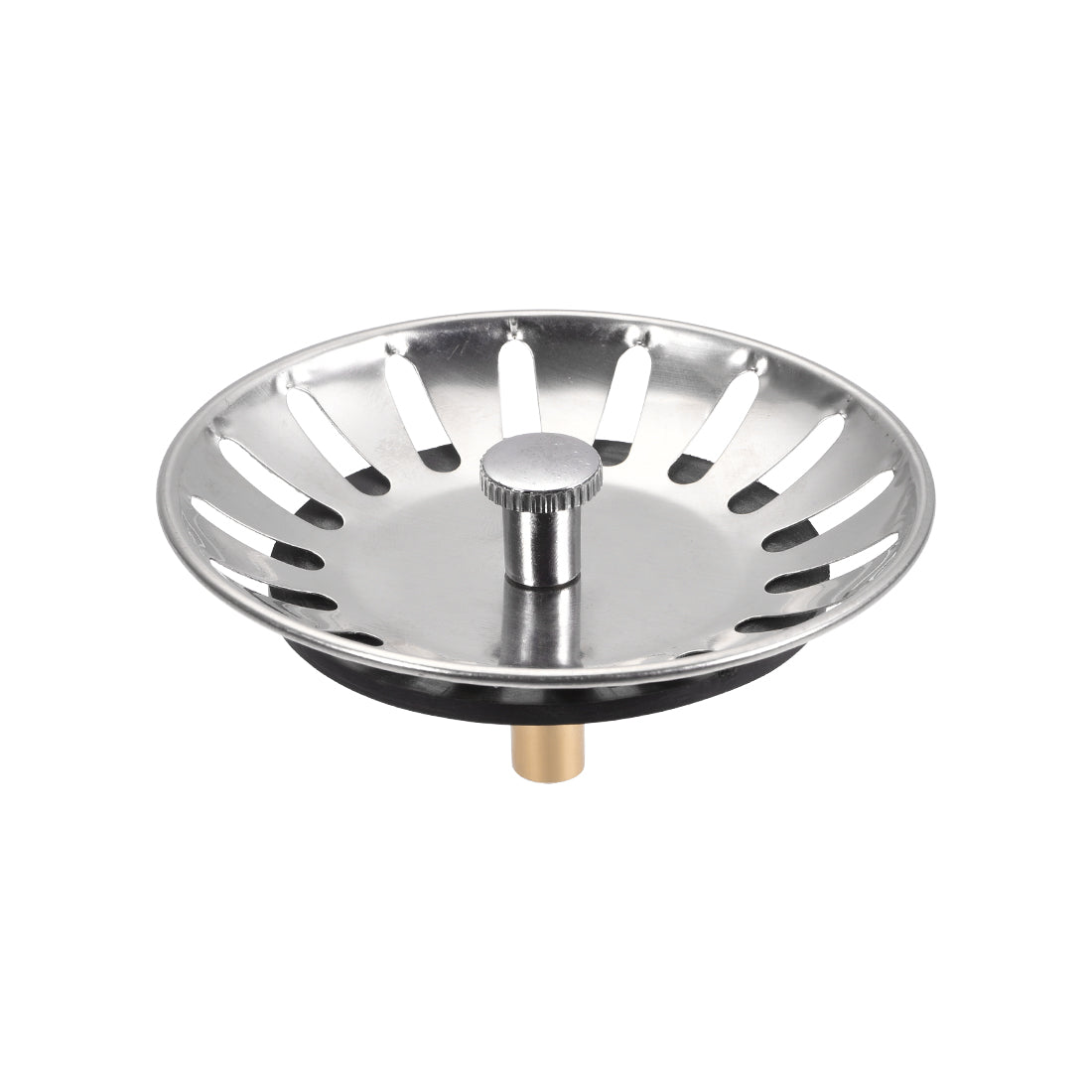 uxcell Uxcell Kitchen Sink Strainer Stainless Steel Basket Grip 79mm with Rubber Stopper for Drains