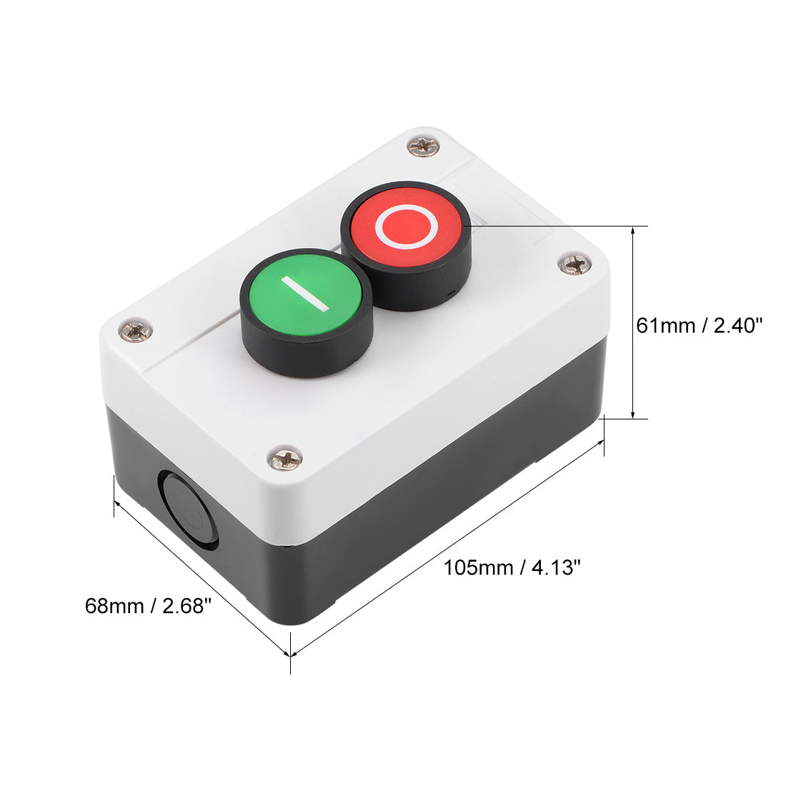 uxcell Uxcell Push Button Switch Station Box Momentary NC Red, NO Green, 600V 10A