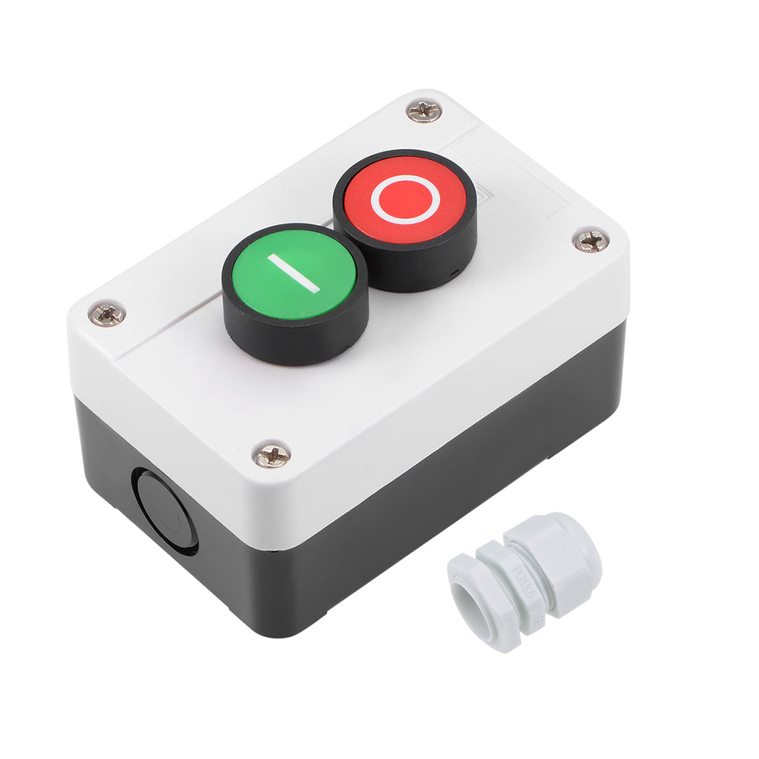 uxcell Uxcell Push Button Switch Station Box Momentary NC Red, NO Green, 600V 10A