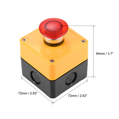 Harfington Uxcell Push Button Switch Station Momentary 1NC 1NO Mushroom Red Switch 600V 10A