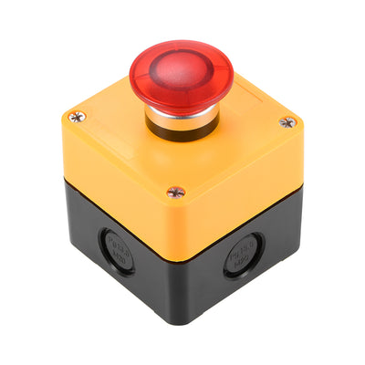 Harfington Uxcell Push Button Switch Station Momentary 1NC 1NO Mushroom Red Switch 600V 10A