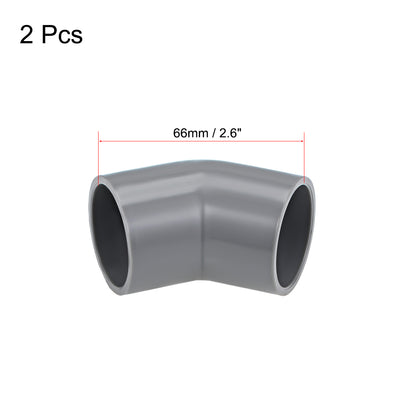 Harfington Uxcell PVC Pipe Fitting, 32mm Slip Socket, 45 Degree Elbow Connector Gray 2Pcs
