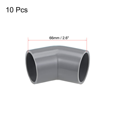 Harfington Uxcell PVC Pipe Fitting, 32mm Slip Socket, 45 Degree Elbow Connector Gray 10Pcs