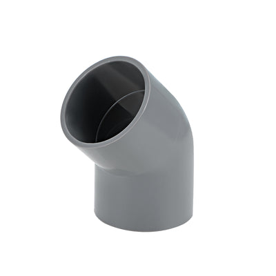 uxcell Uxcell PVC Pipe Fitting, 50mm Slip Socket, 45 Degree Elbow Connector Gray 2Pcs
