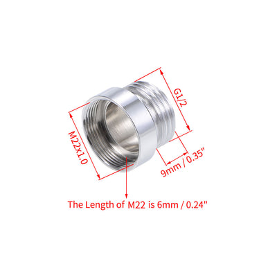 Harfington Uxcell Faucet Adapter M22 Male Thread to M24 Female Thread Copper Aerator 5Pcs