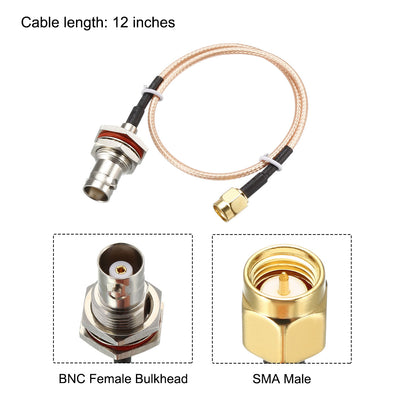 Harfington Uxcell SMA Male to BNC Female Bulkhead RF Coaxial Cable RG316 Coax Cable 12 Inches