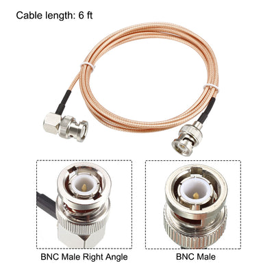 Harfington Uxcell BNC Male to BNC Male Right Angle Coax Cable RG316 RF Coaxial Cable 0.5 ft