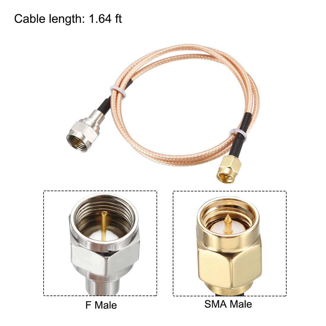 Uxcell Uxcell SMA Male to F Type Male RF Coaxial Coax Cable 0.66-feet