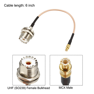 Harfington Uxcell UHF Female  to MCX Male RG316 RF Coaxial Cable 6-Inches