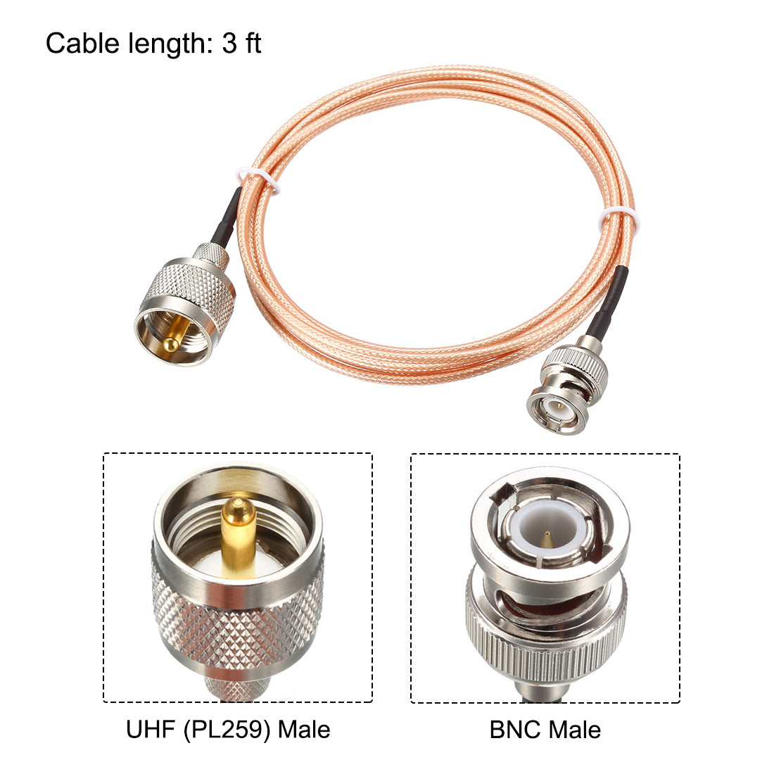uxcell Uxcell UHF (PL259) Male to BNC Male Antenna Radio Cable RG316 Cable