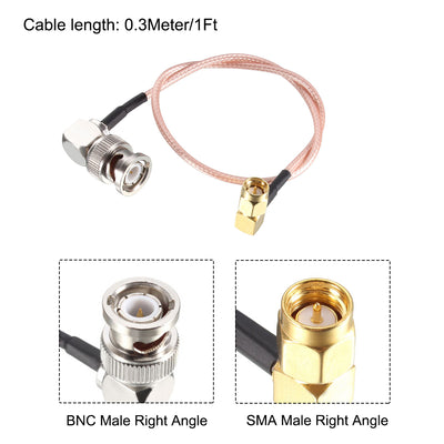 Harfington Uxcell BNC Male Right Angle to SMA Male Right Angle RG316 Coaxial Cable