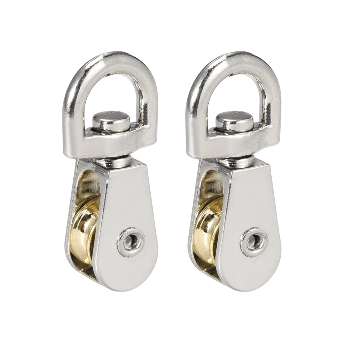 uxcell Uxcell 1/5 " Lifting Crane Swivel Hook Single Pulley Block Hanging Wire Towing Wheel Zinc Alloy 2pcs