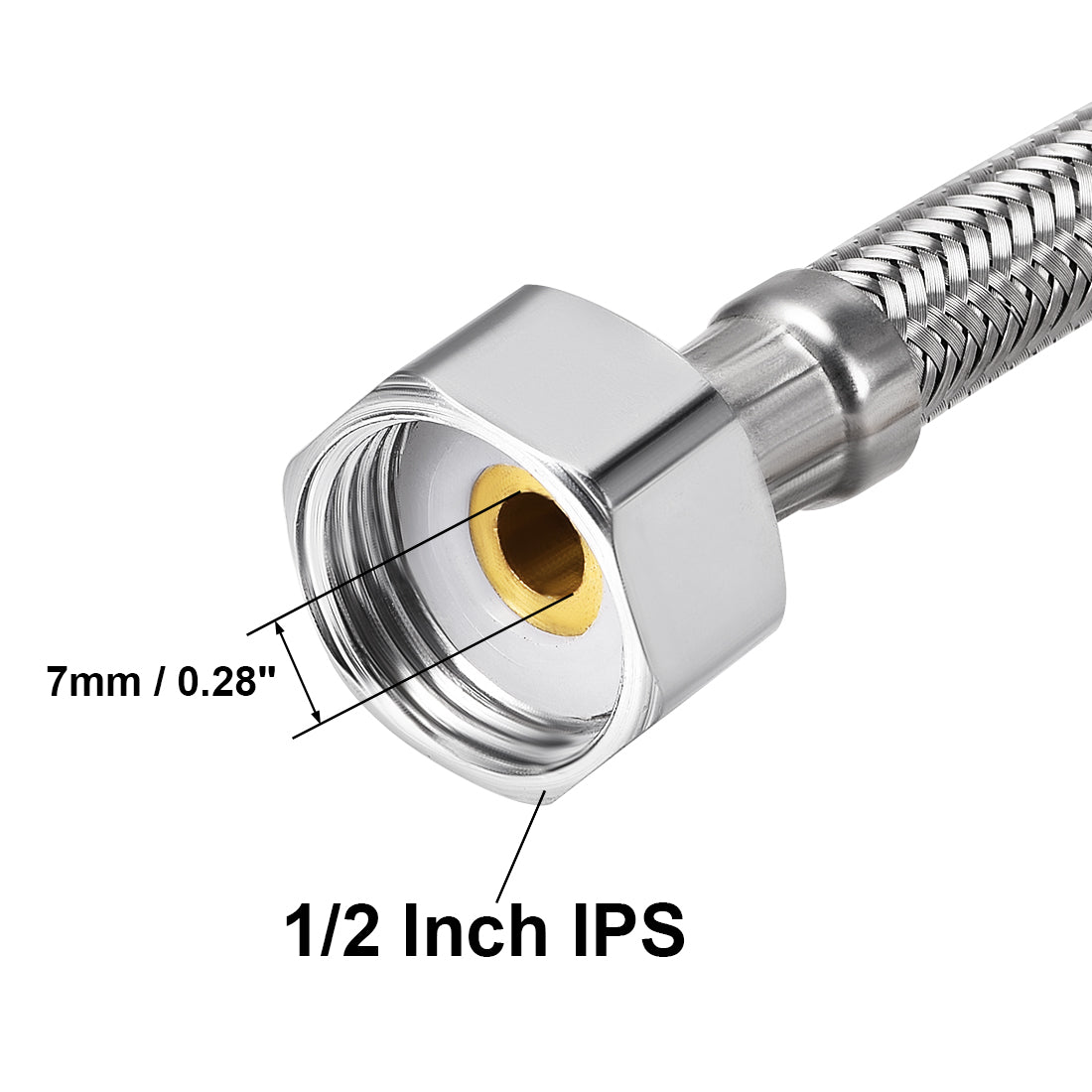 uxcell Uxcell Faucet Supply Line Connector 304 Stainless Steel Hose 2Pcs
