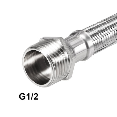Harfington Uxcell Faucet Supply Line Connector G1/2 Female x G1/2 Male 8" Long SUS304 Hose