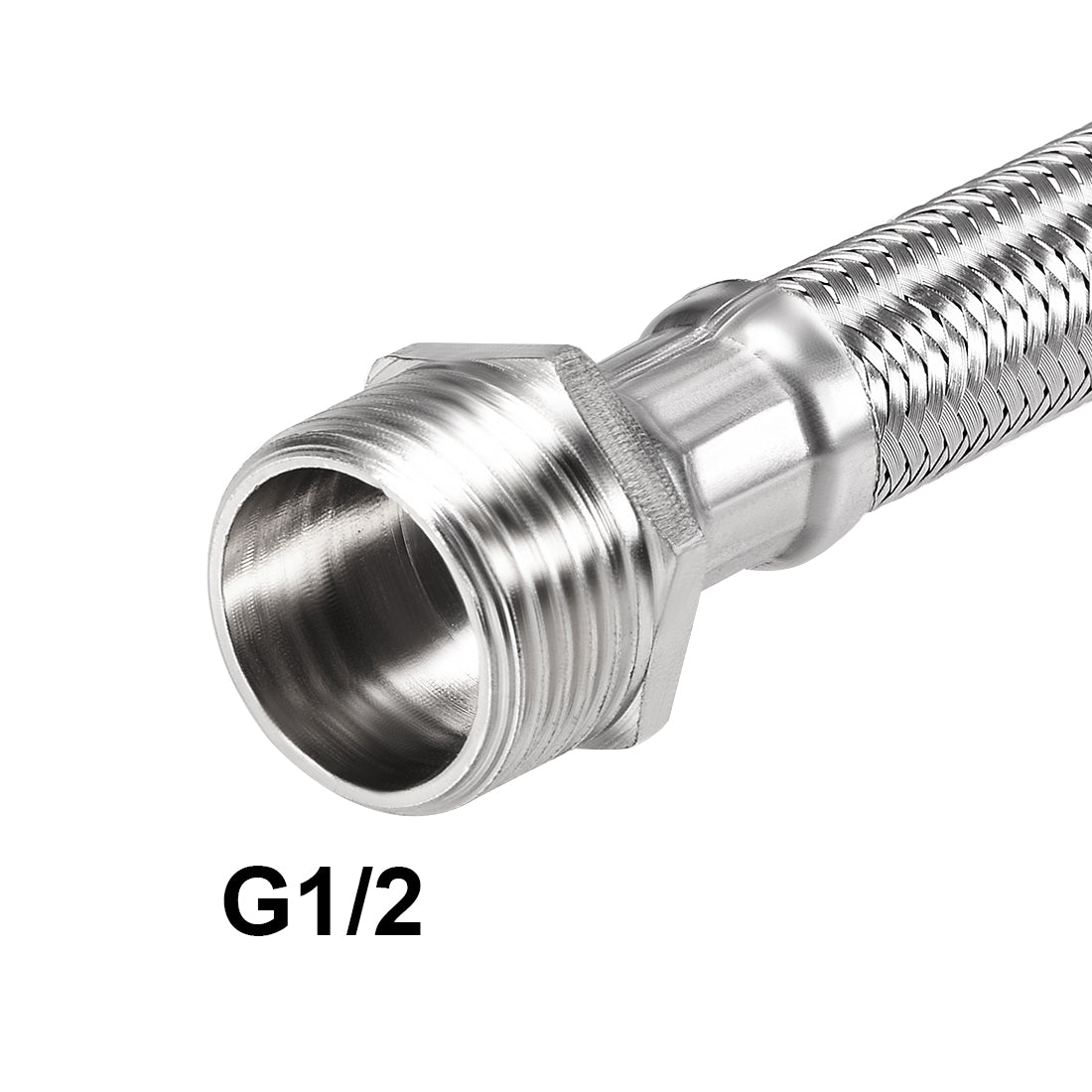 Uxcell Uxcell Faucet Supply Line Connector G1/2 Female x G1/2 Male 20" Long SUS304 Hose 2Pcs